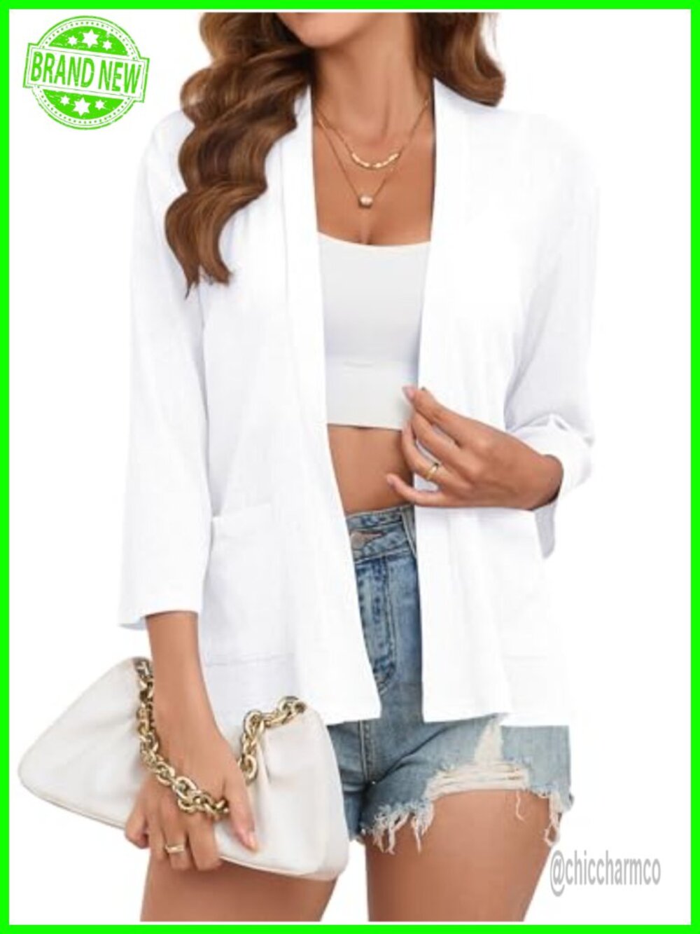 Womens Lightweight 3/4 Sleeve Open Front Cardigan Sheer High Low Hem Pockets